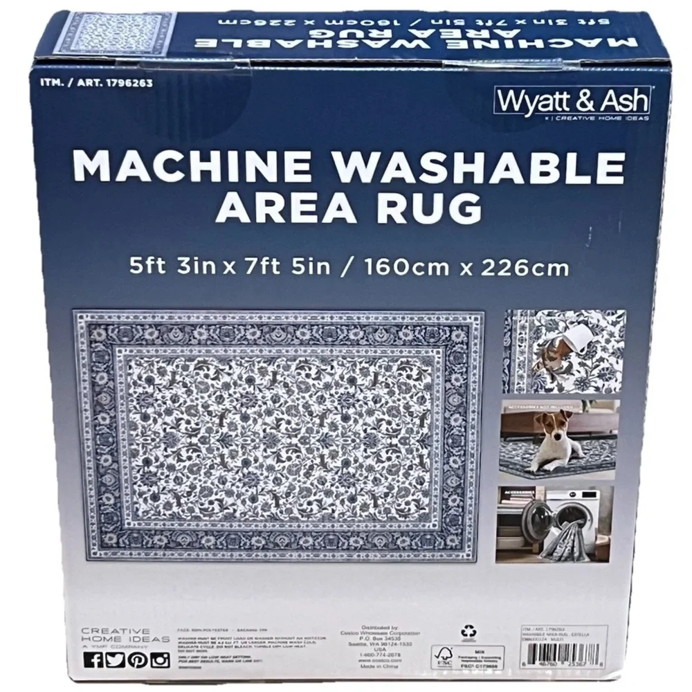 NEW Wyatt & Ash Washable Indoor Area Rug 5'3